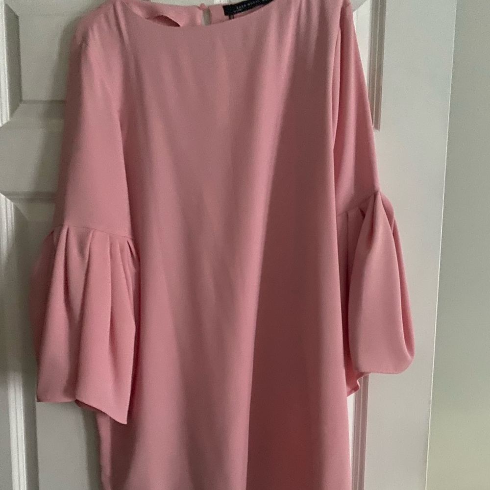Bell Sleeve Shift Dress - Pink